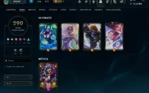 Conta league 290 skins todos campeões - conta no plat