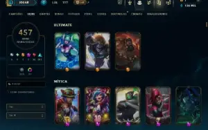 Ouro 1 com TODOS os Champs e 457 Skins +12 Vitoriosas