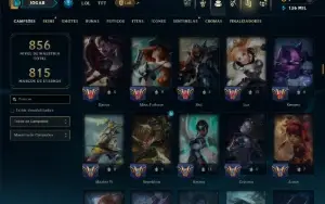 Ouro 1 com TODOS os Champs e 457 Skins +12 Vitoriosas