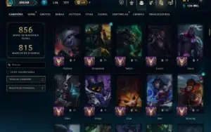 Ouro 1 com TODOS os Champs e 457 Skins +12 Vitoriosas