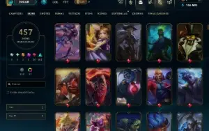Ouro 1 com TODOS os Champs e 457 Skins +12 Vitoriosas