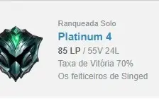CONTA SMURF PLATINA 4 70% WINRATE