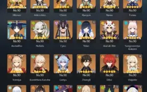 conta genshin ar 60, 27 personagens t5, 11 armas t5
