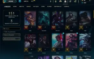 Platina 2 com 70 Champs e 24 Skins +5 Fragmentos