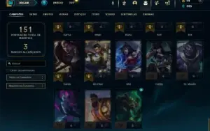Platina 2 com 70 Champs e 24 Skins +5 Fragmentos