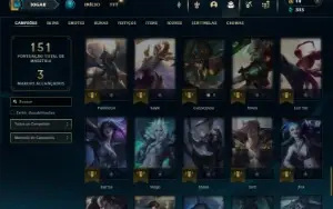 Platina 2 com 70 Champs e 24 Skins +5 Fragmentos