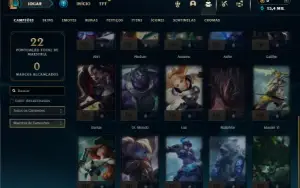 Conta Mestre com 25 Champs e 1 Skin + 8 Fragmentos