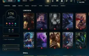 Prata 4 com TODOS os champs e 176 Skins ( MAIN SUP )