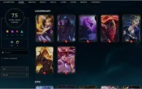 Conta plat 4 / 75 SKINS / Faltam 14 champs para ter todos