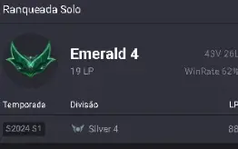 Conta lol esmeralda 4 com mais de 1,3k gastos