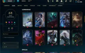 Prata 1 com 105 Champs e 68 Skins + 1 Prestigio ( TOP / JG )