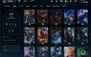 Prata 1 com 105 Champs e 68 Skins + 1 Prestigio ( TOP / JG )