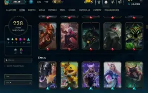 Unranked com TODOS os Champs e 228 Skins ( MONO SUP )