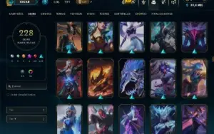 Unranked com TODOS os Champs e 228 Skins ( MONO SUP )
