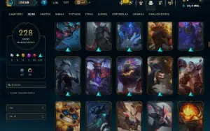 Unranked com TODOS os Champs e 228 Skins ( MONO SUP )