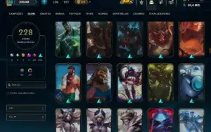Unranked com TODOS os Champs e 228 Skins ( MONO SUP )