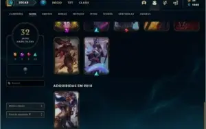 Conta prata 3 com 32 skins e 81 champs