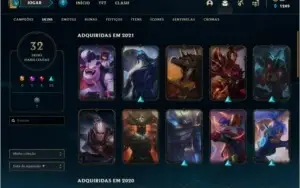 Conta prata 3 com 32 skins e 81 champs