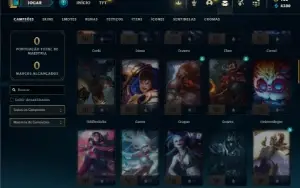 Unranked com 75 Champs e 15 Skins + 1 Rara do Rammus Rei