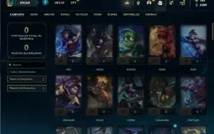 Unranked com 75 Champs e 15 Skins + 1 Rara do Rammus Rei