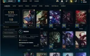Conta ouro 1 com TODOS os champs e 173 Skins + 7 Vitoriosas