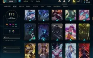 Conta ouro 1 com TODOS os champs e 173 Skins + 7 Vitoriosas