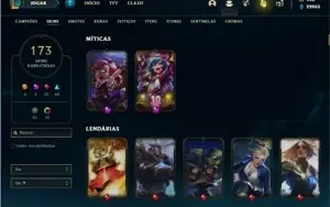 Conta ouro 1 com TODOS os champs e 173 Skins + 7 Vitoriosas