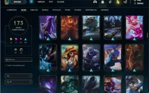 Conta ouro 1 com TODOS os champs e 173 Skins + 7 Vitoriosas