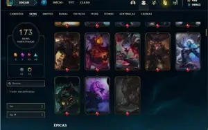 Conta ouro 1 com TODOS os champs e 173 Skins + 7 Vitoriosas