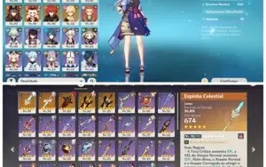 Conta Genshin  C3 AYAKA, C2 RAIDEN, 13 PERS 5 ESTRELAS+ 5 SK