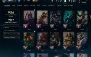 Platina 3 com TODOS os Champs e 322 Skins ( JG / TOP / ADC )