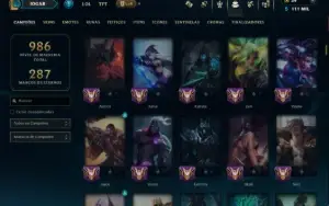 Platina 3 com TODOS os Champs e 322 Skins ( JG / TOP / ADC )