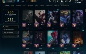 Platina 3 com TODOS os Champs e 322 Skins ( JG / TOP / ADC )
