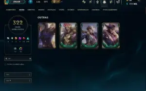 Platina 3 com TODOS os Champs e 322 Skins ( JG / TOP / ADC )