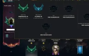 Platina 3 com TODOS os Champs e 322 Skins ( JG / TOP / ADC )