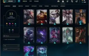 Conta platina 4 com 33 skins e 67 champs