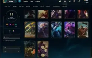 Conta platina 4 com 33 skins e 67 champs