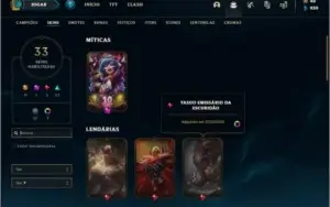 Conta platina 4 com 33 skins e 67 champs