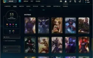 Conta platina 4 com 33 skins e 67 champs