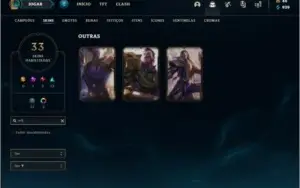Conta platina 4 com 33 skins e 67 champs