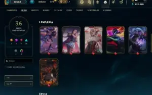 Unranked com TODOS os champs e 36 Skins + 2 Prestigios