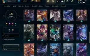 Unranked com TODOS os champs e 36 Skins + 2 Prestigios