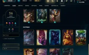 Unranked com TODOS os champs e 36 Skins + 2 Prestigios