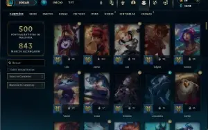 Platina 1 com TODOS os champs e 277 Skins ( SUP / MID )