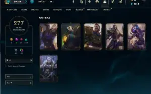 Platina 1 com TODOS os champs e 277 Skins ( SUP / MID )