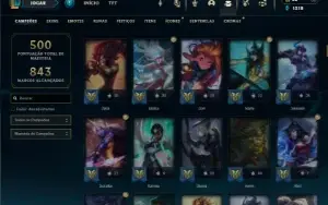 Platina 1 com TODOS os champs e 277 Skins ( SUP / MID )