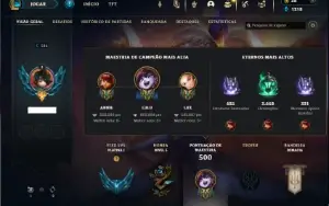 Platina 1 com TODOS os champs e 277 Skins ( SUP / MID )