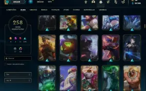 Conta prata 3 com 150 Champs e 258 Skins (1.2kk de Diana)
