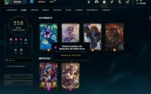 Conta prata 3 com 150 Champs e 258 Skins (1.2kk de Diana)