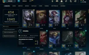 Conta prata 3 com 150 Champs e 258 Skins (1.2kk de Diana)